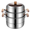 Solid Wood Handle Stainless Steel Multi-layer Steamer Soup Pot – Three-layer Large Capacity